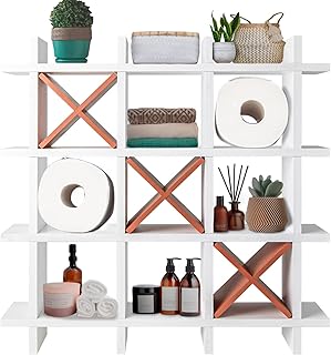 Comfify Rustic Tic-Tac-Toe Toilet Paper Holder for Bathroom Ã¢â‚¬â€œ Rustic Storage Shelves for Toilet Tissue in - Image 1