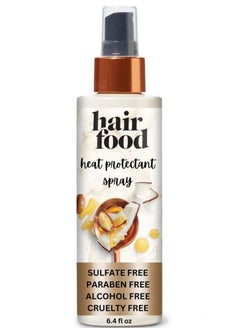 Hair Food بخاخ حماية الشعر من الحرارة بزيت جوز الهند والأرجان من هير فود، حماية تصل إلى 450 فهرنهايت، خالٍ من البارابين والصبغة، خالٍ من الكبريتات، لجميع أنواع الشعر، خالٍ من الكحول، يضيف لمعانًا، 6.4 أونصة سائلة  - Image 1