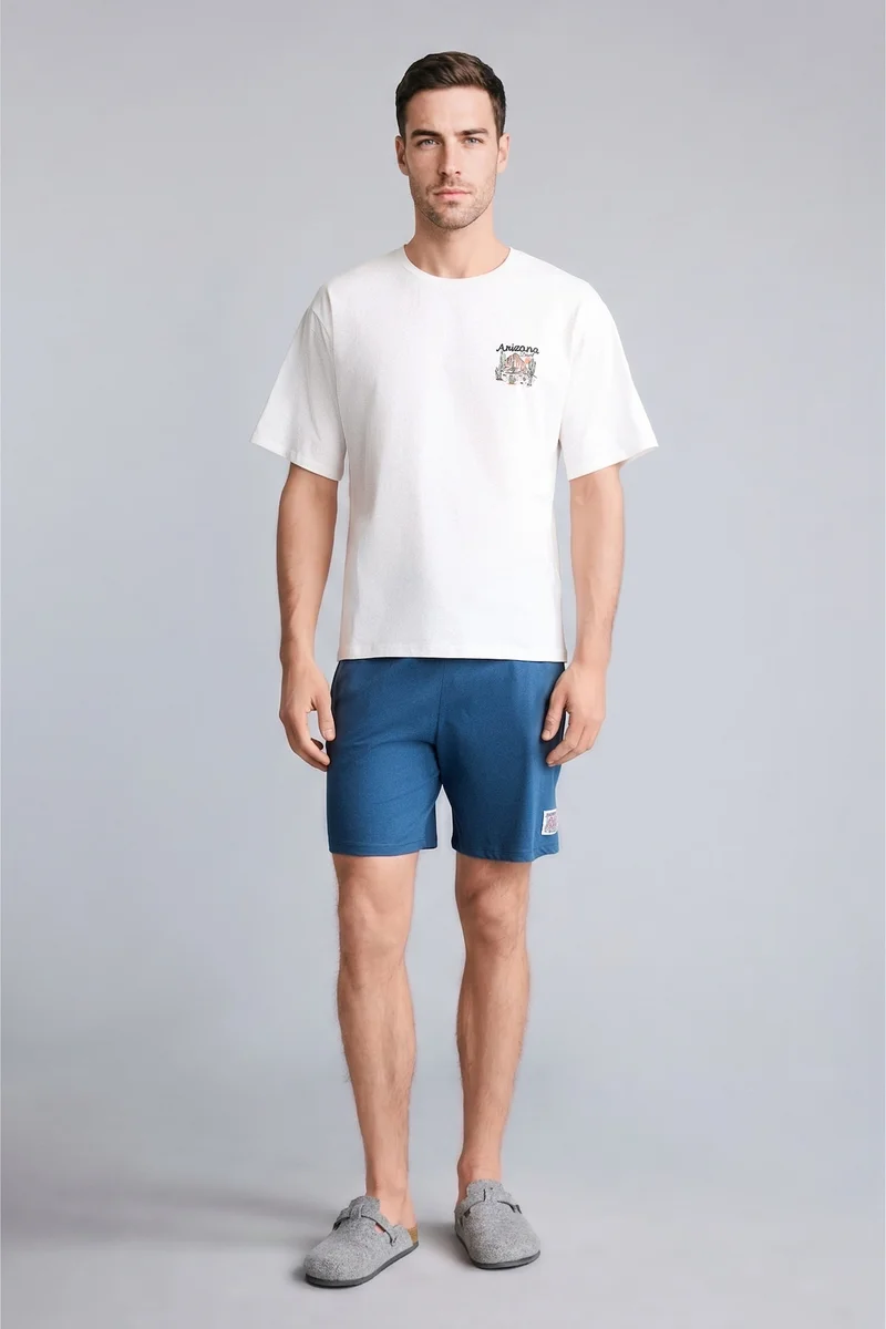 ديفاكتو Boxy Fit Short Sleeve Top and Shorts 2 Piece Pyjamas Set
