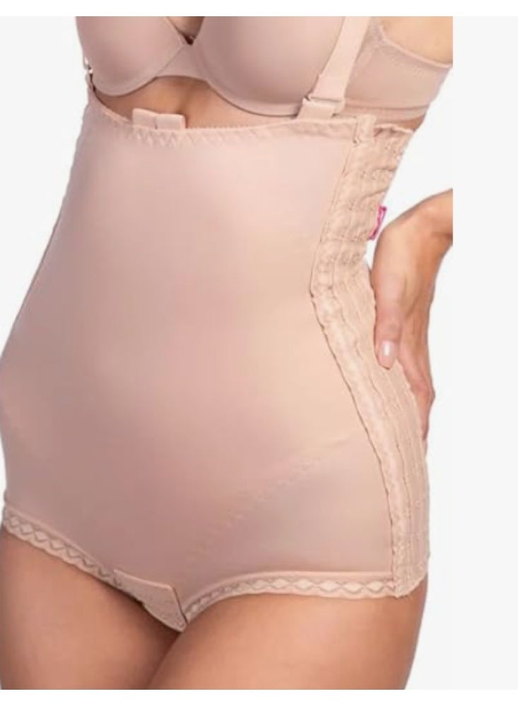 HT Women's high-waisted tummy corset with side zippers and support straps, body corset to shape the abdomen and waist under clothes for daily use, beige, size XL , HT - Image 3