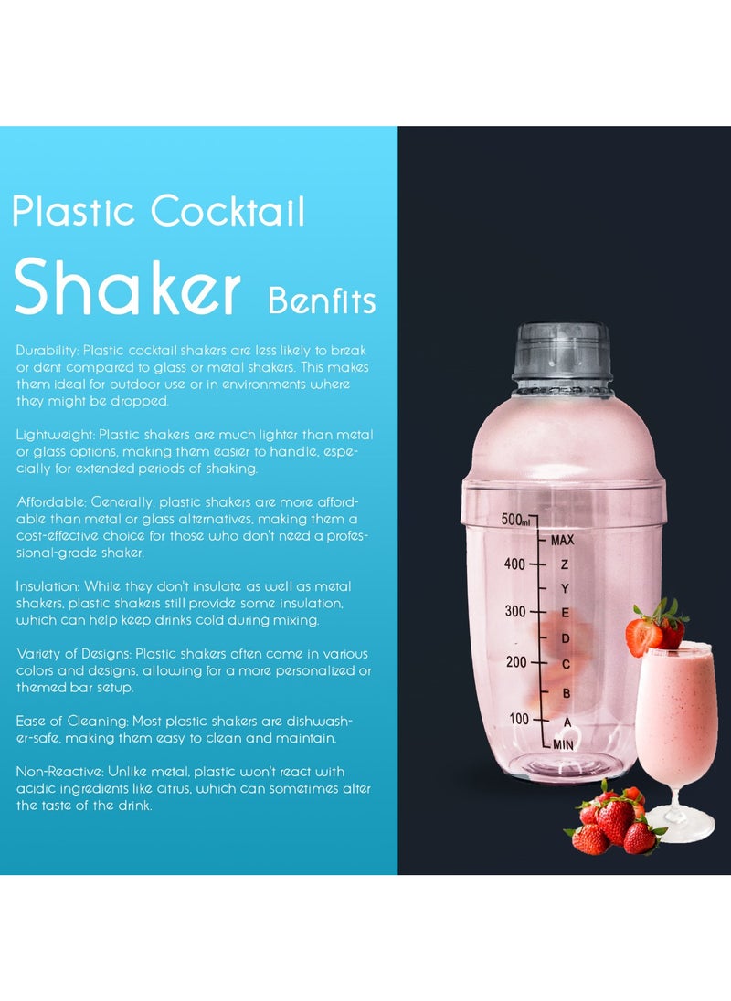 MIBRU - Cocktail Shaker Coffee Clear 350ml  with Built In Strainer Drink Mixer with Scale Thickened Hand Shaker Cup Professional Mixing Tool - Image 1