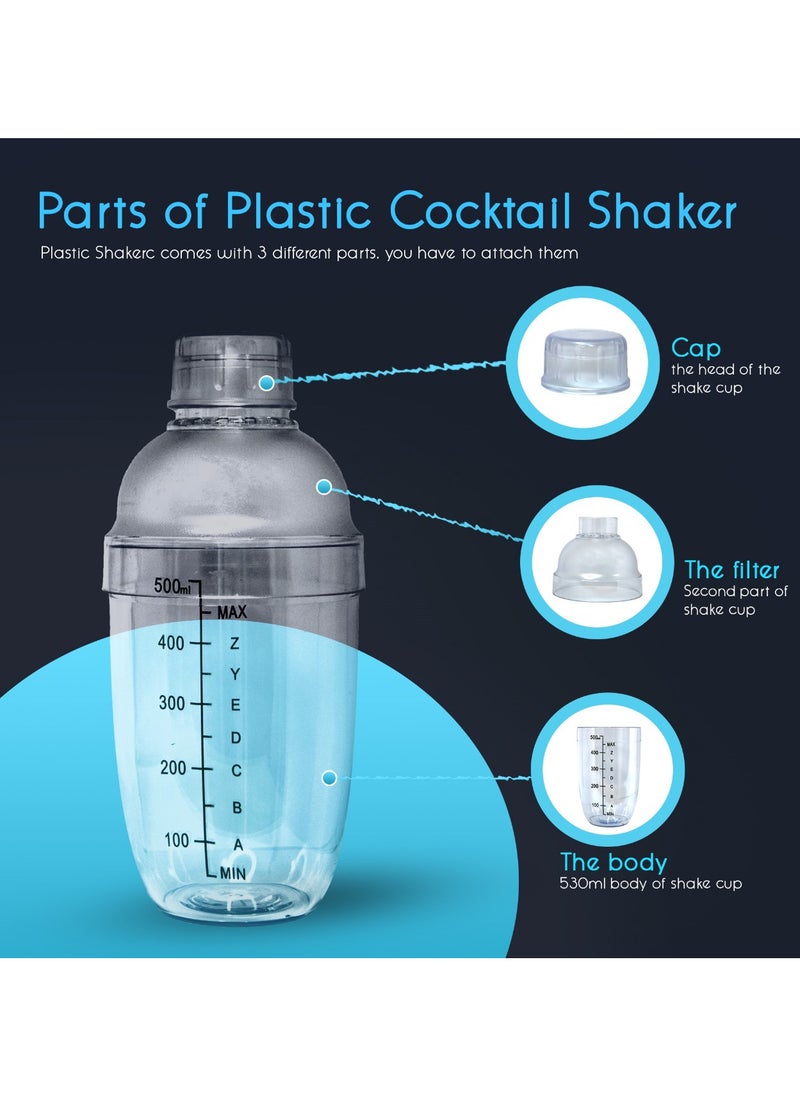 MIBRU - Cocktail Shaker Coffee Clear 350ml  with Built In Strainer Drink Mixer with Scale Thickened Hand Shaker Cup Professional Mixing Tool - Image 1