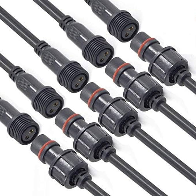 YETOR Waterproof Connectors 2 Wire16Awg Male Female Plug Led Connector With 2Pin Waterproof ConnectorsIp68 20Cm Extension Cable For Car Truck BoatIndoorOutdoor Led Strip Lights5Pairs - Image 3