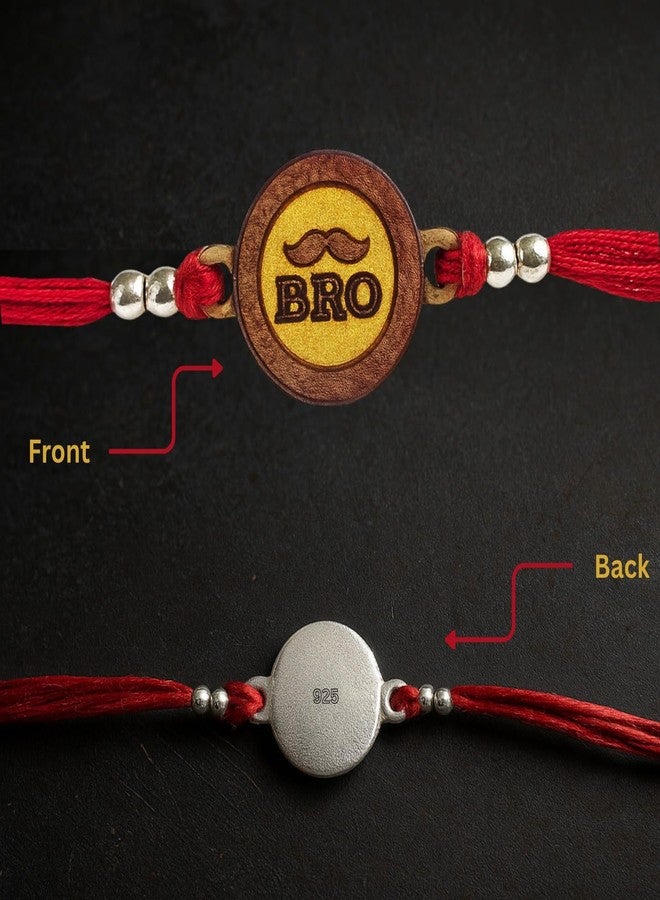 DARSHRAJ 925 Sterling Silver Bro Charm Rakhi | Handmade Sterling Silver Ball Thread Bracelet for Brother | Chandi ki Rakhi for Bhaiya - Image 2