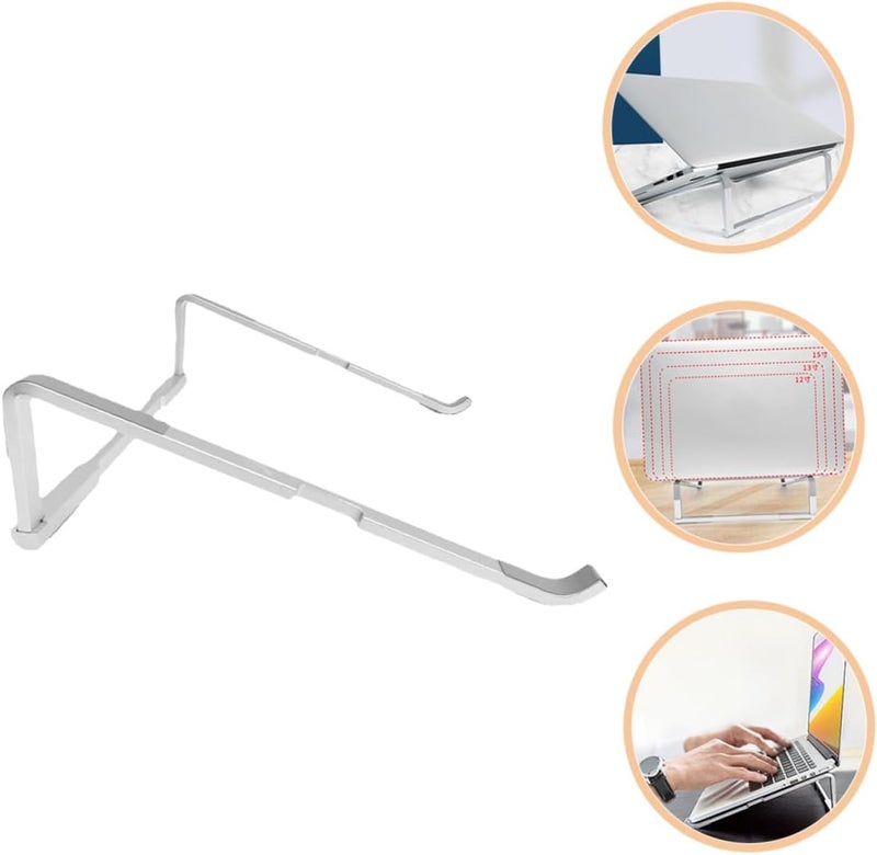 KICHOUSE Folding Laptop Stand Desk Mount Metal Holder Portable Notebook Riser Silver for Home Office Use - Image 4