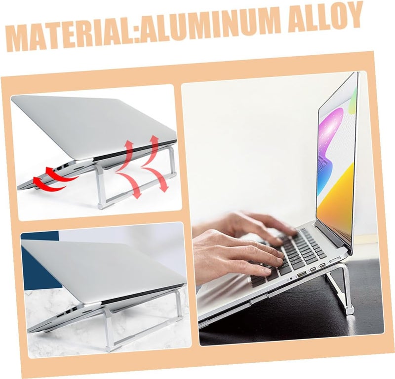 KICHOUSE Folding Laptop Stand Desk Mount Metal Holder Portable Notebook Riser Silver for Home Office Use - Image 5