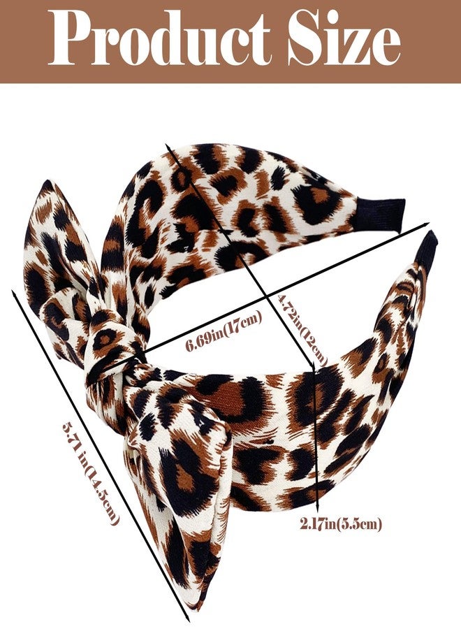 بي جود أطواق شعر بيجود للنساء، طوق رأس مزين بفيونكة، طوق رأس معقود، أطواق رأس عريضة بنقشة جلد النمر للنساء، عمامة شعر، إكسسوارات شعر للبنات، 3 قطع (أخضر، أصفر، أحمر) - Image 3