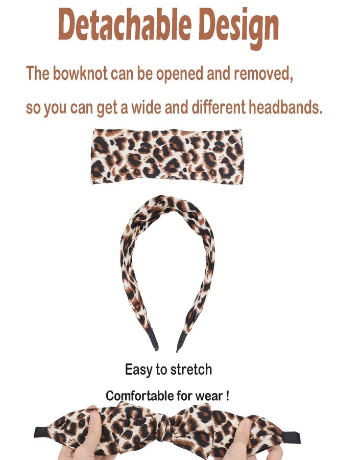 بي جود أطواق شعر بيجود للنساء، طوق رأس مزين بفيونكة، طوق رأس معقود، أطواق رأس عريضة بنقشة جلد النمر للنساء، عمامة شعر، إكسسوارات شعر للبنات، 3 قطع (أخضر، أصفر، أحمر) - Image 5