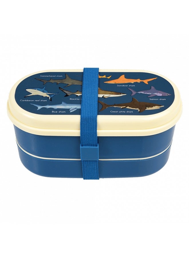 Rex London Sharks Bento Box – Ocean-Themed Bento Lunch Box for Boys and Girls – Divided Food Tray for School Lunches or Snacks - Image 2