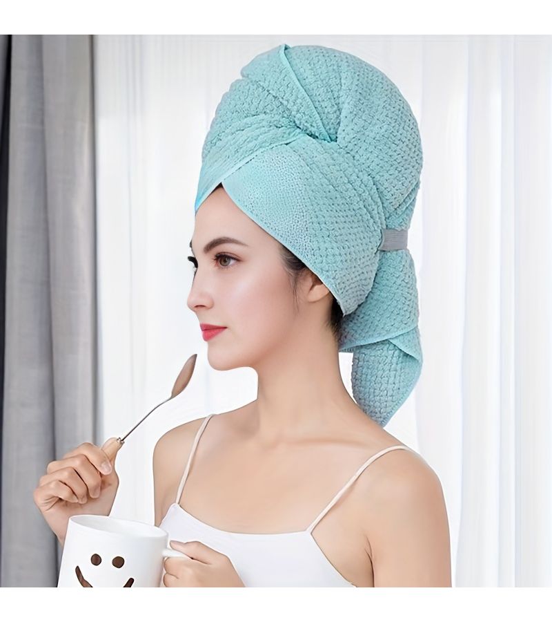 Large Light Camel Velvet Wrap Scarf Thick Absorbent Quick Drying Pineapple Grid Pattern Swim Bath Hair Towel Cap For Home Hotel 60x105 - Image 2
