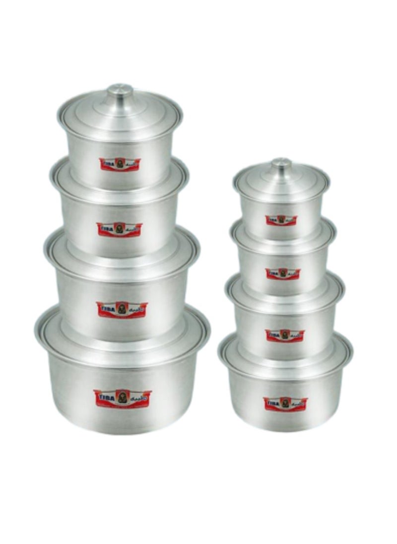 BASURRAH Taiba Aluminum Cooking Pot Set from Basra, Consists of 8 Round Pots, Made in Egypt  - Image 2
