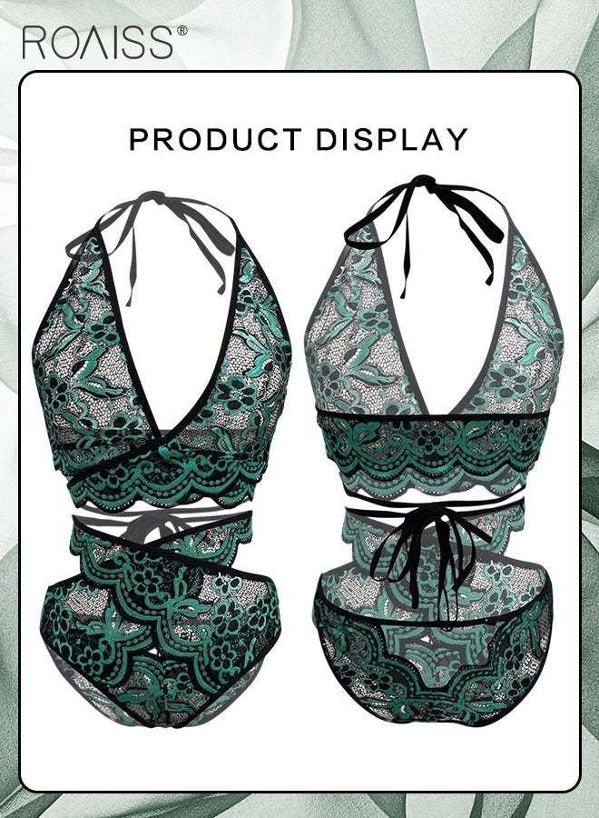 roaiss Women's Fashion Bra Suit Lace Splice Underwear Combination Removable Bra Cushion Bra Adjustable Shoulder Strap  Underwear Set - Image 1