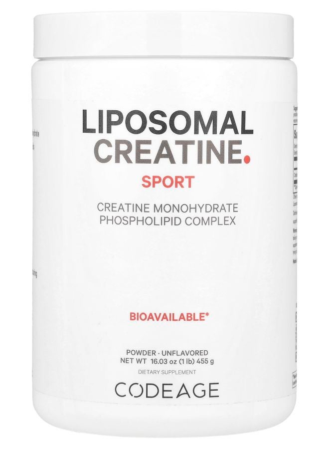 Codeage Liposomal Creatine Sport Monohydrate Phospholipid Complex Powder Unflavored 1 lb (455 g)
