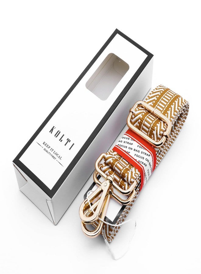 Kolti Purse Strap Replacement Crossbody Handbag Stripe Wide Adjustable, Gold Buckle-424, 1.5 Inches Wide X 30” To 62” Long - Image 2