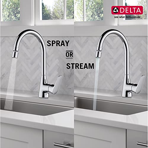 Delta Faucet Deck Mount Kitchen Faucet Mixer I Ixa Jive Single Handle Multi-Function Kitchen Sink Tap I 360° Swivel Spout I 10 Year Warranty I Durable Kitchen Tap I Chrome - 44001-SQ - Image 5