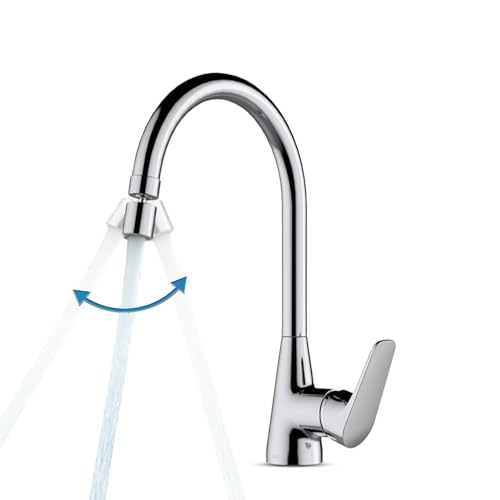 Delta Faucet Deck Mount Kitchen Faucet Mixer I Ixa Jive Single Handle Multi-Function Kitchen Sink Tap I 360° Swivel Spout I 10 Year Warranty I Durable Kitchen Tap I Chrome - 44001-SQ - Image 1