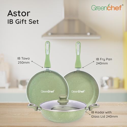 Greenchef N/S 3PCs IB Gift Set - Astor (Soft Touch) (250IB Tawa+240IB Fry pan +240IB Kadai with GL) - Image 3