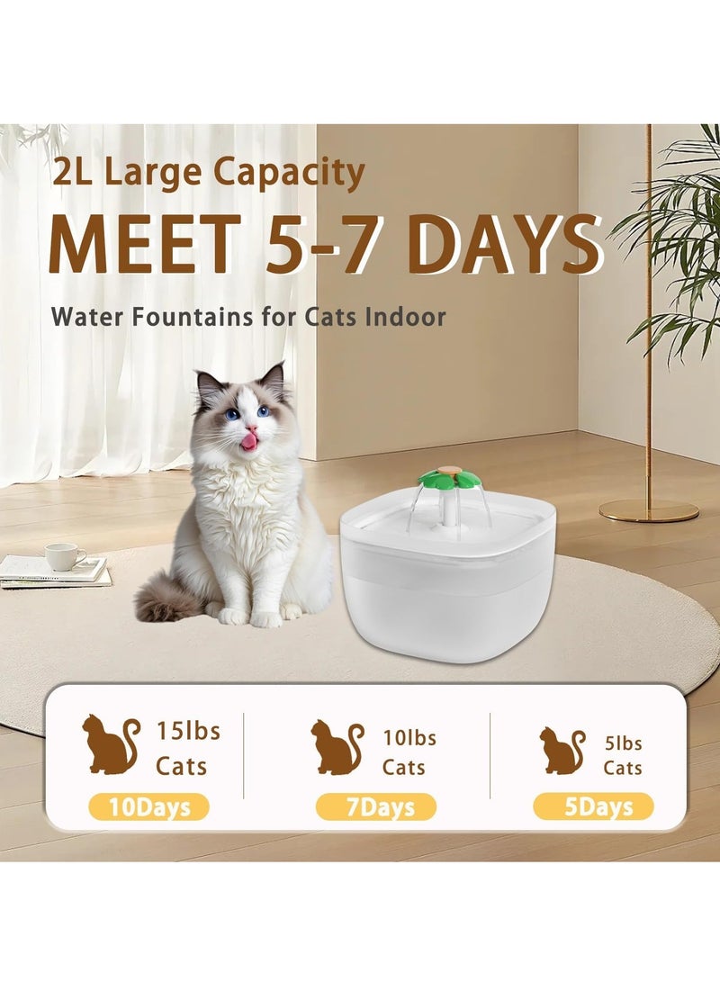 Pet Water Fountain, 2L Cat Dog Water Dispenser with Filter, Ultra Quiet Pump, Quad Filtration System, LED Indicator, BPA Free - Image 2