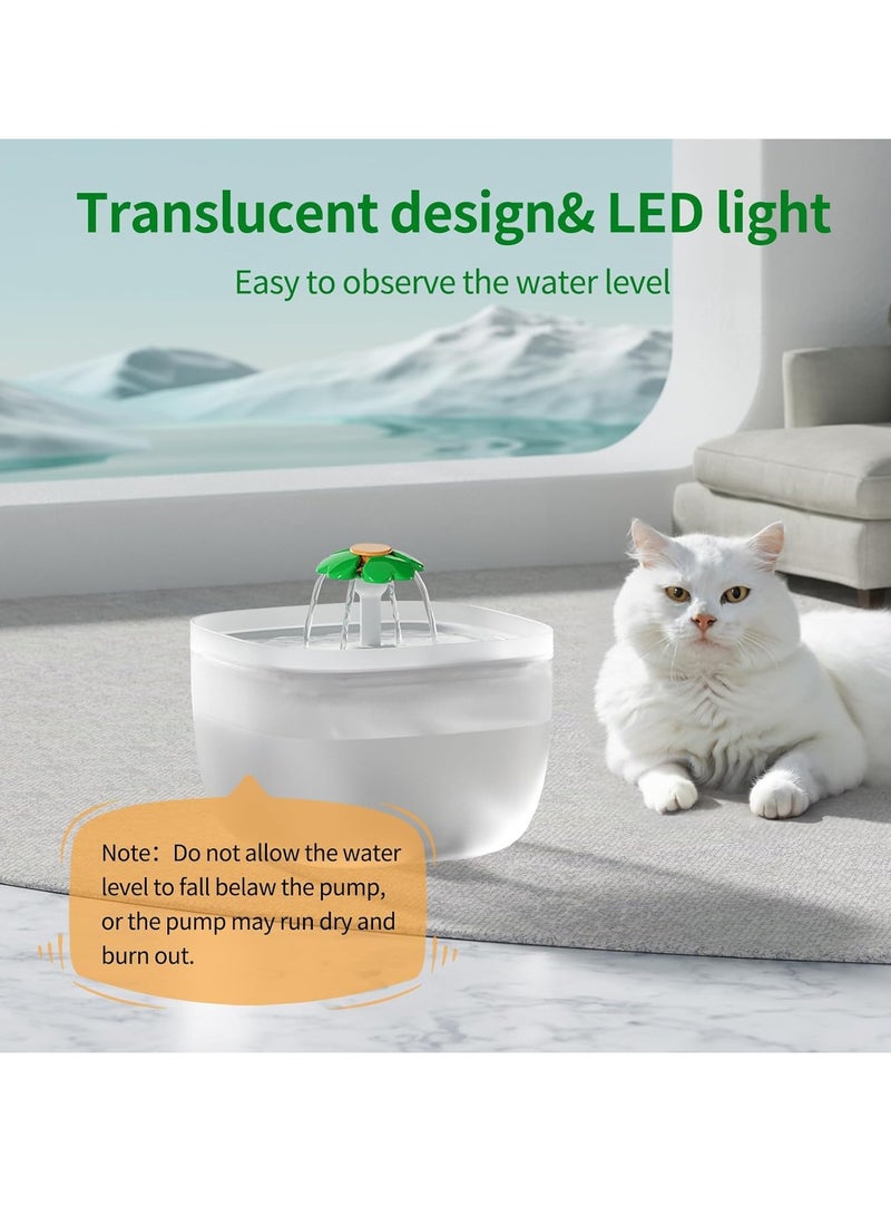 Pet Water Fountain, 2L Cat Dog Water Dispenser with Filter, Ultra Quiet Pump, Quad Filtration System, LED Indicator, BPA Free - Image 3