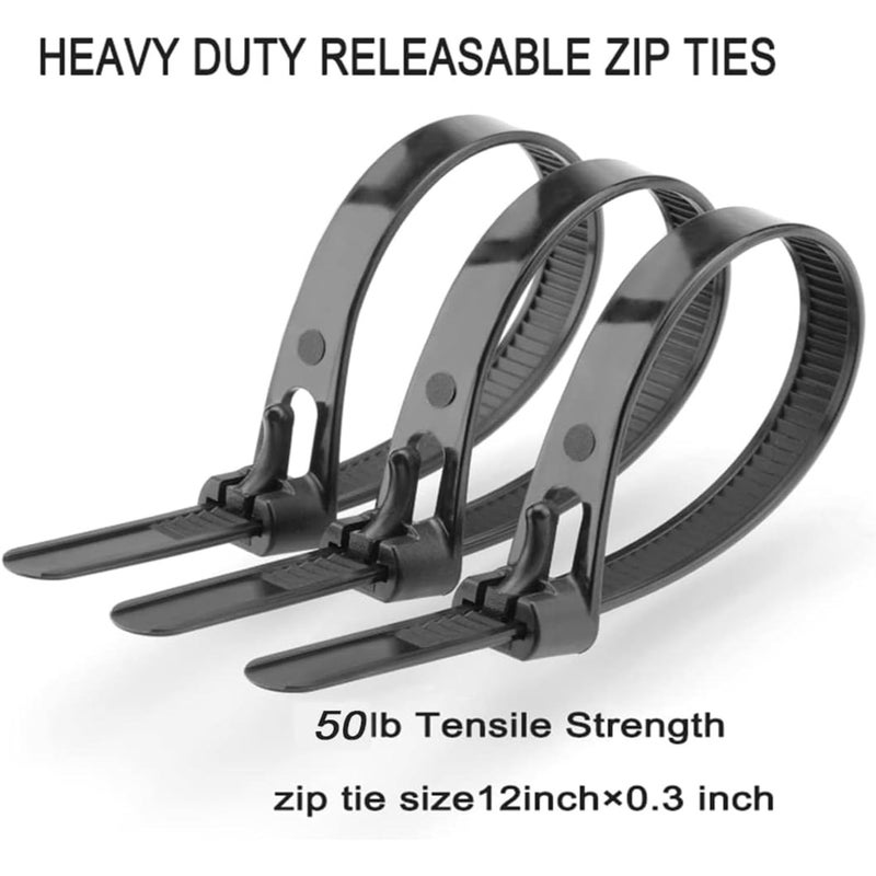 Hian 8 Inch Releasable Zip Ties Reusable Nylon Cable Ties For Wire Organizers Home Improvement Office Outdoor DIY Projects Gardening Strong Adjustable MultiUse Cable Fasteners Pack of 100 - Image 3