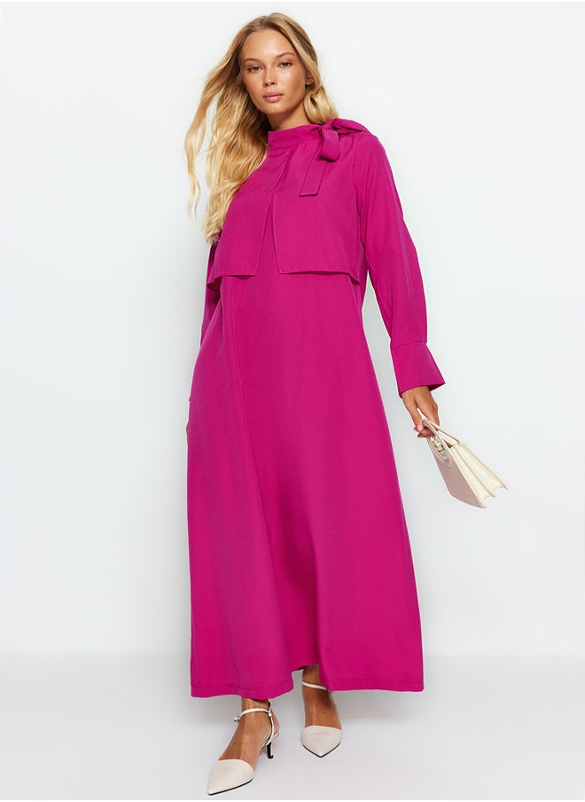 trendyol Pink Collar Tie Detailed Woven Dress TCTSS23EB00283  - Image 1
