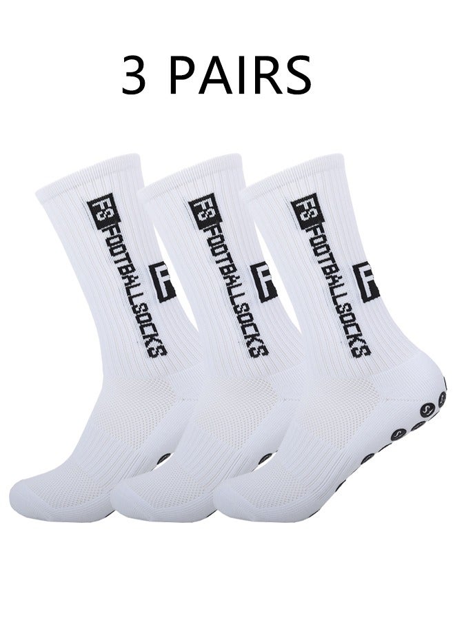 3 Pair Sports Non-Slip Mid-Tube Running Socks White  - Image 1
