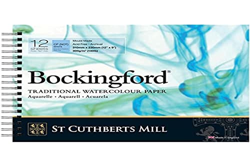 Bockingford St. Cuthberts Mill Bockingford Watercolor Paper Spiral Pad - 12x9-inch White Water Color Paper for Artists - 12 Sheets of 140lb Cold Press Watercolor Paper for Gouache Ink Acrylic Charcoal and More - Image 2