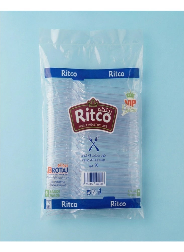 Ritco Carton Of VIP Thick Transparent Plastic Forks (1000 forks/carton) - Image 2