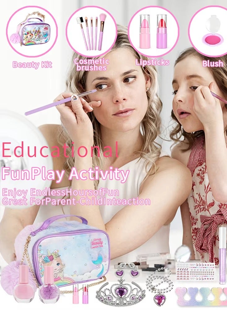 YZMA GLOBAL Kids Makeup Kit for Girls, Unicorn Makeup Set, Real Washable Make up Kit for Little Girl Princess Toddler Makeup for Kid Birthday Gifts Unicorn Toys for Girls - Image 4
