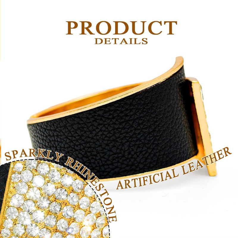 ELABEST Stylish Rhinestone Bracelet Black Cuff Bracelets Stretch Bracelets Sparkly Hand Chain Wedding Parties Jewelry Accessories for Women (Black) - Image 5