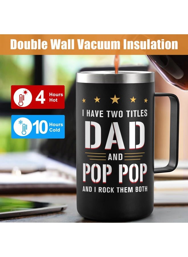 Lifecapido Dad Gifts, I Have Two Titles Dad And Pop Pop I Rock Them Both 20oz Insulated Coffee Mug with Keychain, Birthday, Father's Day Gifts, Black - Image 4