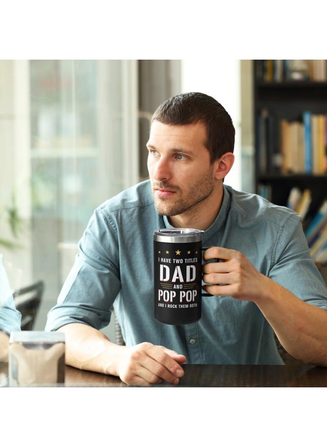 Lifecapido Dad Gifts, I Have Two Titles Dad And Pop Pop I Rock Them Both 20oz Insulated Coffee Mug with Keychain, Birthday, Father's Day Gifts, Black - Image 5