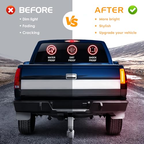 Bomusou LED Tail Light Assembly + 3rd Brake Light Fit for Chevy Silverado 1500 2500 HD 3500 HD 2007-2014, for GMC Sierra 3500 HD 2008-2014 with Dual Wheel Only, 3Pcs, Smoke Lens - Image 5