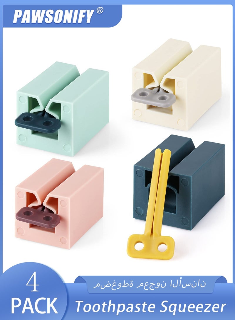 PAWSONIFY 4 PCS Toothpaste Squeezer, Rolling Tube Toothpaste Squeezer with Frosted Handles Toothpaste Holder Stand Bathroom Organizer,Saves Toothpaste and Creams - Image 1
