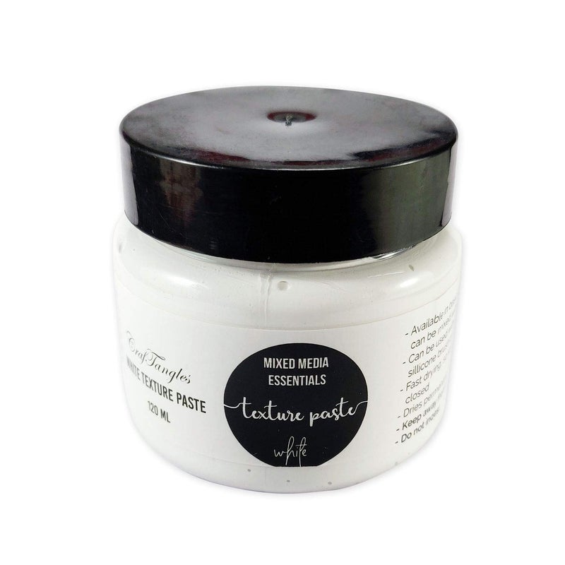 CrafTangles Texture Paste White 120 ml for Art and Craft Non Toxic Made in India Artist Grade Add Texture to Art CTMMTPW120