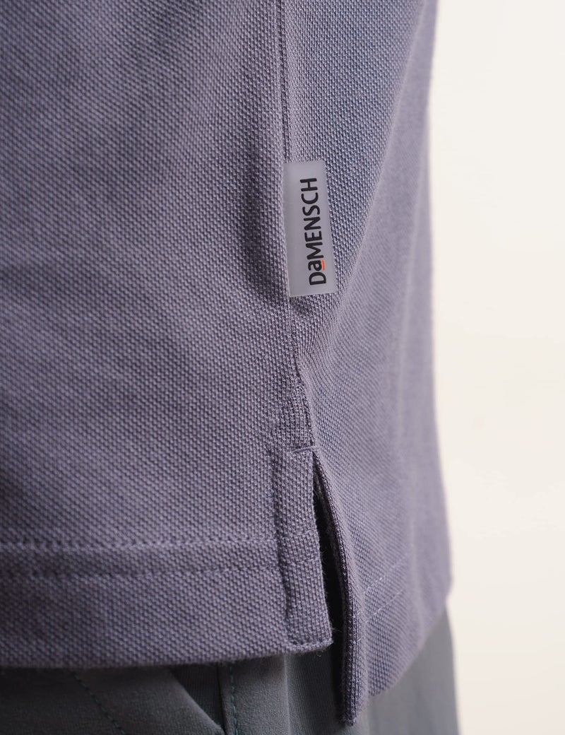 DAMENSCH All-Degree Solid Buttoned Polo T Shirt for Man, Pique Textured, Cotton, Thermoregulating Mens T Shirts with Collar, Recycled Fabric Tshirt Polo-Lavender Blue-S - Image 5