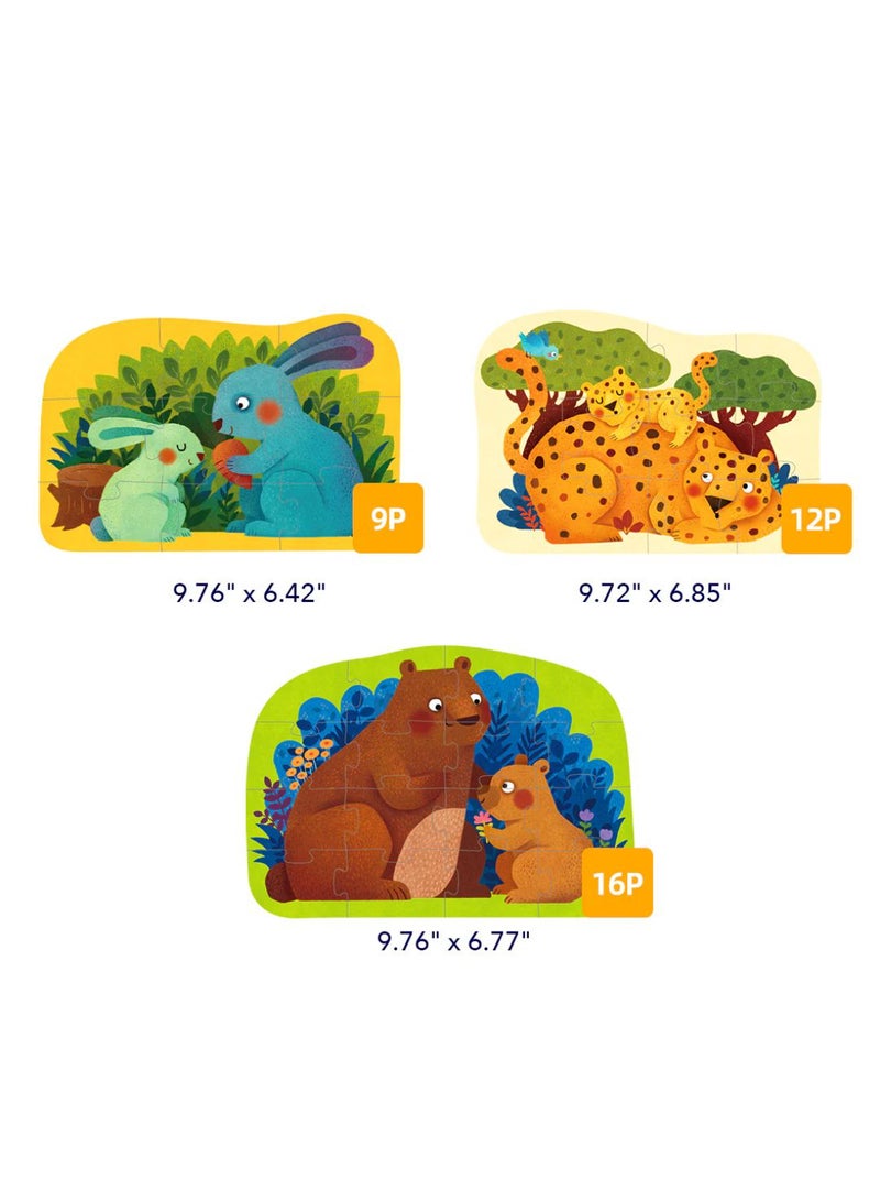 MiDeer Level Up! Puzzles with Storage Bag – Level 2 Animal Families Puzzle Set for Kids Ages 2.5+ | 4 Progressive Jigsaw Puzzles 9–20 Pieces | Educational Toys for Toddlers | Forest Animal Parent-Child Theme  - Image 3