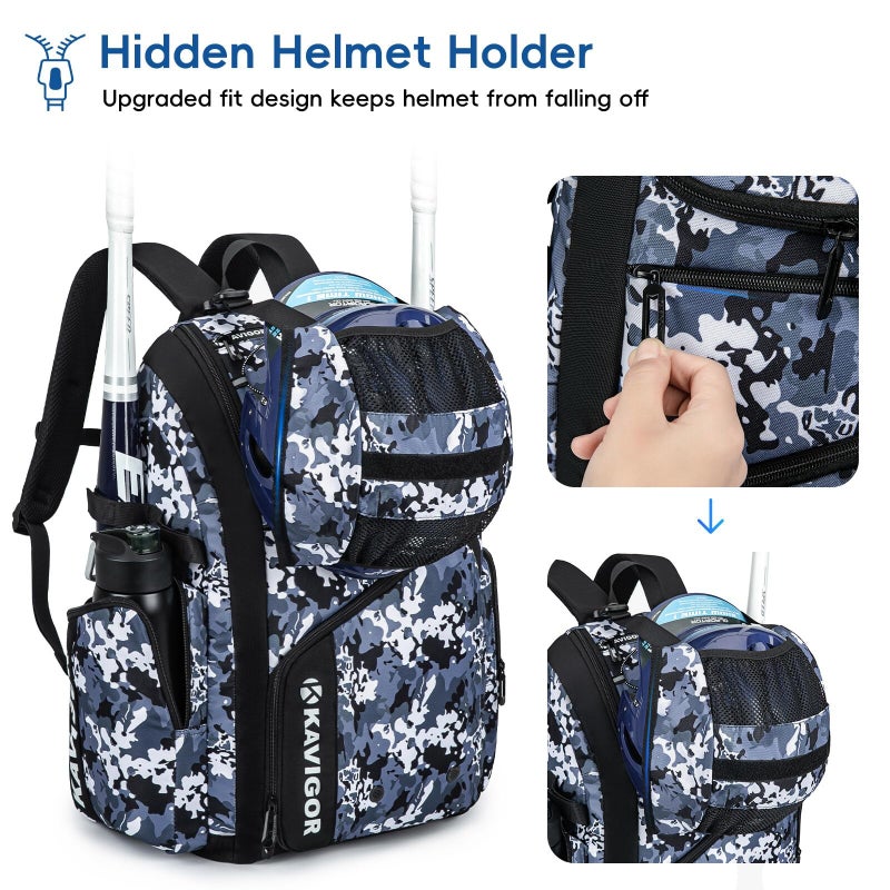 KAVIGOR Baseball Bag for Youth and Adult, Softball Bag 50L Large Capacity Holds 4 Bats, Equipment Backpack with Shoes Compartment - Image 2
