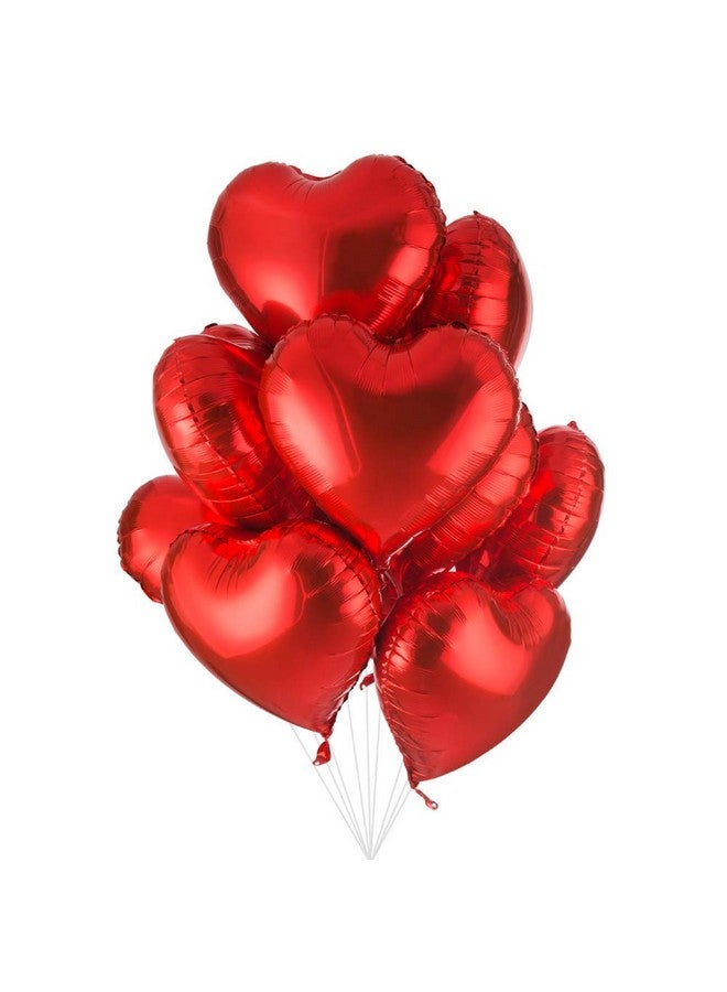 HK Balloons 10pcs Heart Shaped Balloon Birthday, Anniversary, Valentine Balloons for Decoration, (Red-Colored-Foil) - Image 1