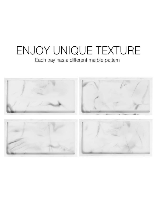 هومستر منظّم صينية السيليكون، صينية الغنيمة في الحمام، صينية التخزين المناسبة في الحمام، تقليد نمط الرخام المجوهرات التجميلية العرض صينية مزخرفة، لوحة راتنج مستقيمة حامل المجوهرات للأنسجة، شموع، صابون، مناشف، نبات، إلخ، لون الرخام الأبيض، 20*10*1.8 سم - Image 5