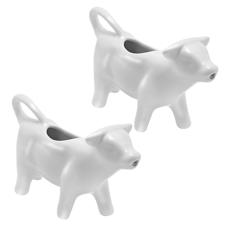 MDEOOSKY 2PCS Ceramic Creamer Cow Shape Creamer and Sauce Jug 100ML Mini Milk Pitcher for Coffee Tea Kitchen