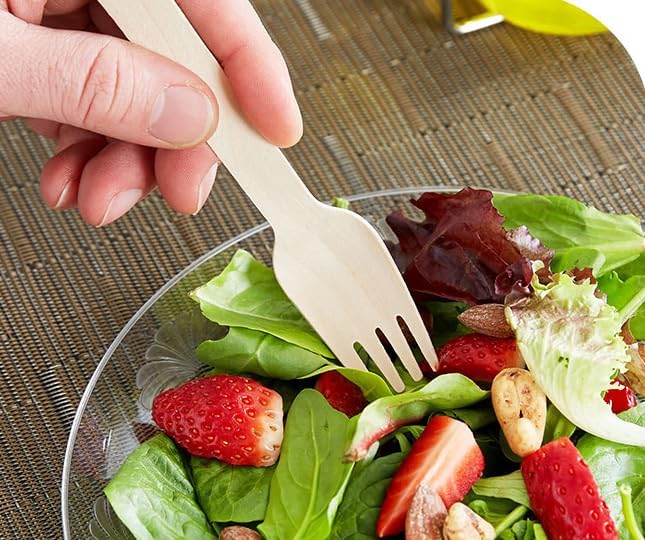 UREVO 100 Pack Disposable Wooden Forks - Eco-Friendly & Biodegradable, 160mm - Image 5
