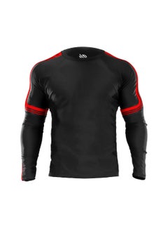 Sanabul  Sanabul Core Long Sleeve Jiu Jitsu Rash Guard MMA BJJ Wrestling Shirt Grappling RED MEDIUM  - Image 1