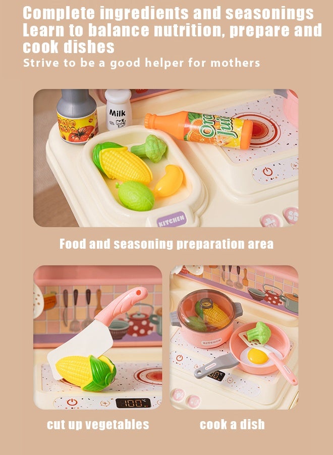 69cm kitchen toys,Kitchen toy set,Kitchen pretend game role-playing,Kid Food Kitchen,Kitchen & Food,Children's Home Simulation Mini Kitchen Toy Cooking,Suitable for boys and girls as holiday gifts(pink)  - Image 5