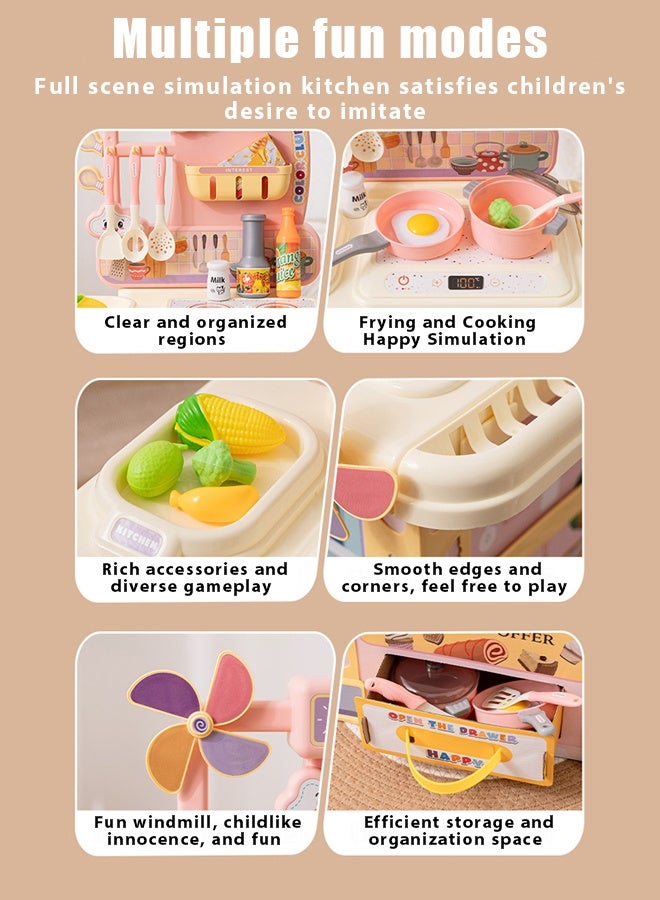 69cm kitchen toys,Kitchen toy set,Kitchen pretend game role-playing,Kid Food Kitchen,Kitchen & Food,Children's Home Simulation Mini Kitchen Toy Cooking,Suitable for boys and girls as holiday gifts(pink)  - Image 4