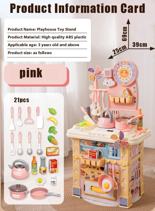 69cm kitchen toys,Kitchen toy set,Kitchen pretend game role-playing,Kid Food Kitchen,Kitchen & Food,Children's Home Simulation Mini Kitchen Toy Cooking,Suitable for boys and girls as holiday gifts(pink)  - Image 2