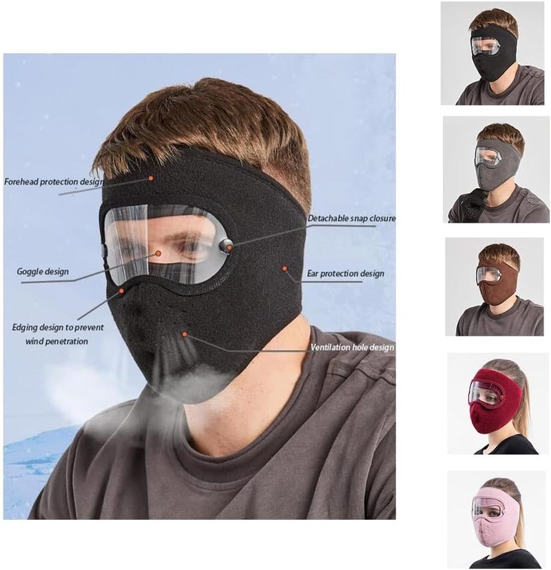 Autumn and winter warm mask, fleece cycling windproof high definition goggles, anti-fog mask, gray - Image 3