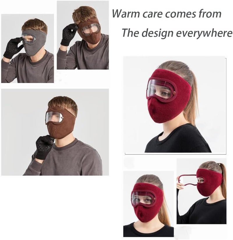 Autumn and winter warm mask, fleece cycling windproof high definition goggles, anti-fog mask, gray - Image 5
