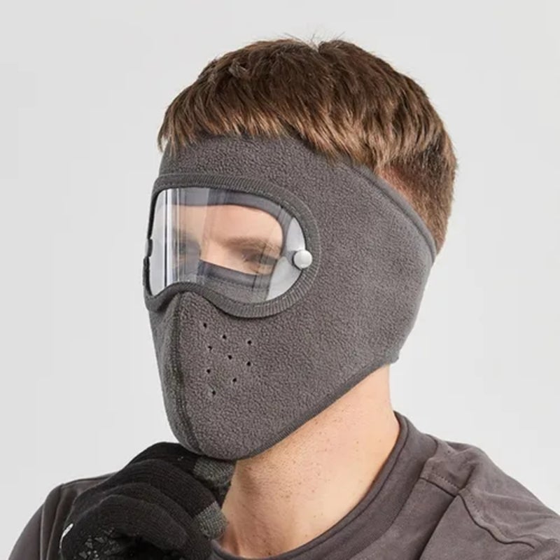 Autumn and winter warm mask, fleece cycling windproof high definition goggles, anti-fog mask, gray - Image 1