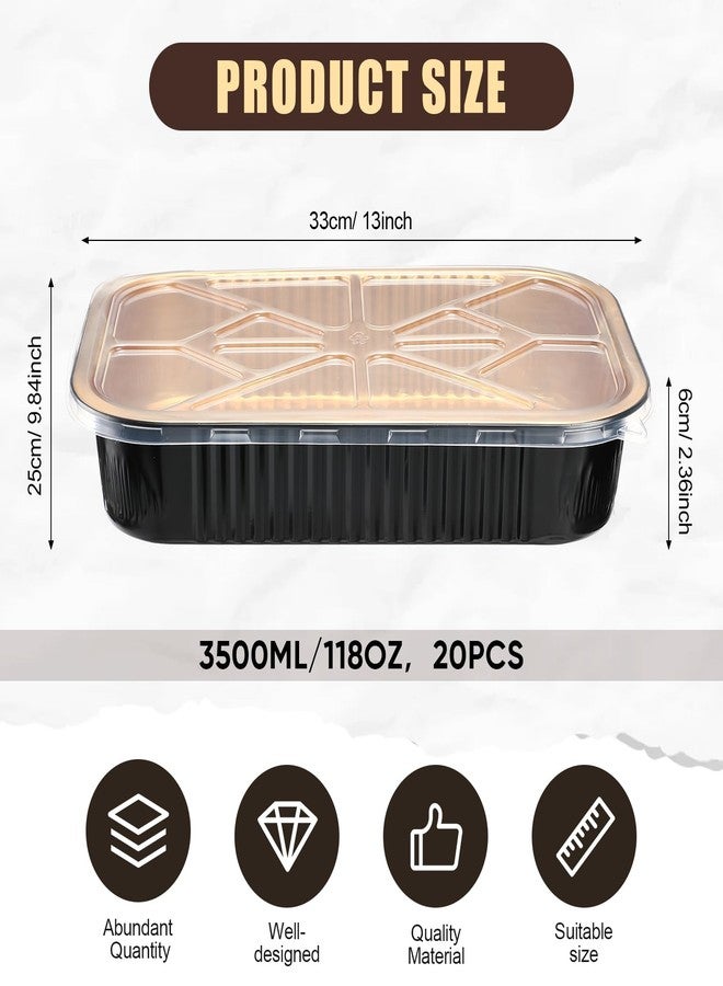 Baderke 20 Set 9x13 Heavy Duty Aluminum Pans with Lids Double Thick Aluminum Foil Baking Pan Food Container for Heating Cooking Meal Prep Storage Freezer and Takeout (Black Gold) - Image 2